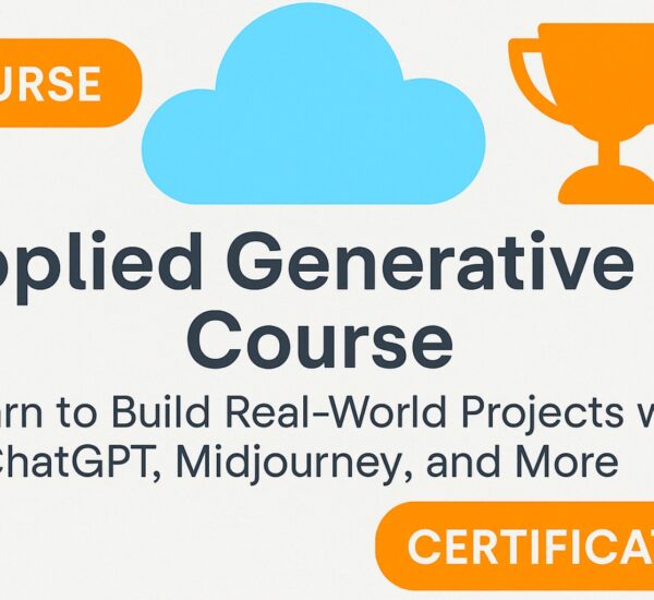 Applied Generative AI Course by SmartNet Academy equips learners to master AI tools like ChatGPT and Midjourney and includes a certificate of achievement that proves your ability to generate creative text visuals and audio for real-world applications